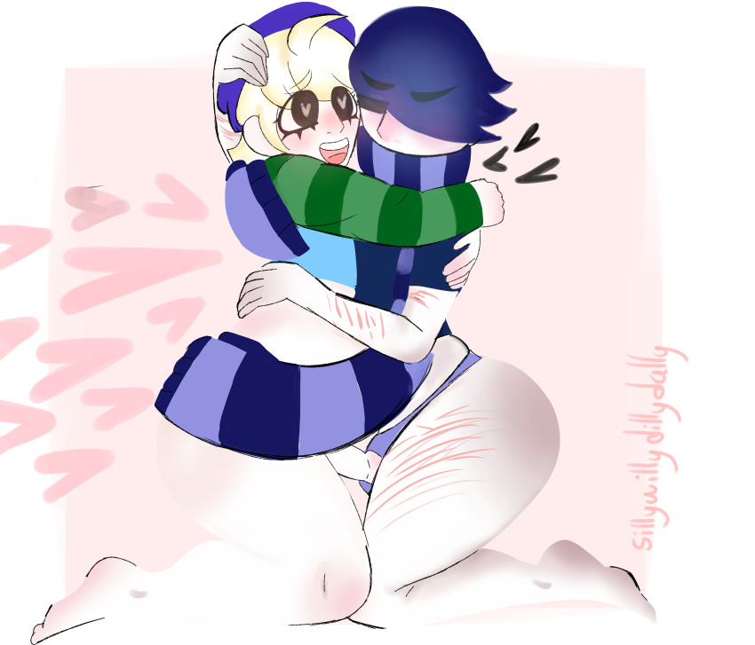 2boys absurdres aged_up arms_around_neck ass bad_anatomy blush brawl_stars cheek-to-cheek closed_eyes couple cuts cutting edgar_(brawl_stars) forehead-to-forehead full_body gus_(brawl_stars) hair_between_eyes hand_on_another&#039;s_head hand_on_another&#039;s_shoulder heads_together highres holding hug huge_ass injury long_sleeves looking_at_another multiple_boys open_mouth penis scar scar_on_arm self-harm self-harm_scar self-upload shirt side-by-side sillywillydillydally simple_background smile thick_thighs thighs toon_(style) white_background wrist_cutting yaoi