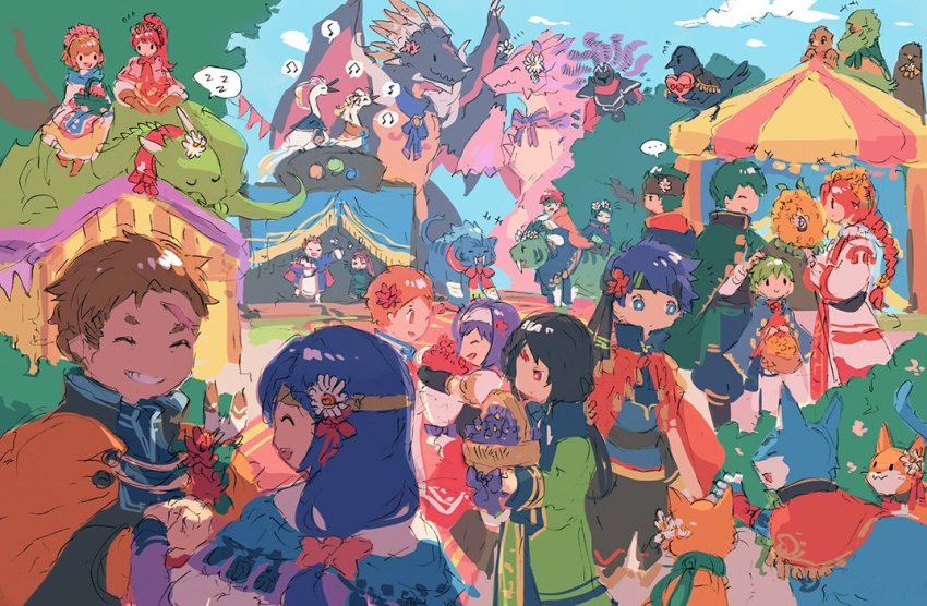 6+boys 6+girls animal_ears armor black_hair blue_eyes blue_hair blush boyd_(fire_emblem) braid brown_hair cape cat_ears cat_tail cervantes_(fire_emblem) dragon ena_(fire_emblem) facial_mark fingerless_gloves fire_emblem fire_emblem:_path_of_radiance fire_emblem:_radiant_dawn fire_emblem_heroes frost_(fire_emblem) funke_(fire_emblem) garmmy gatrie_(fire_emblem) gloves green_eyes greil greil_(fire_emblem) greil_(valentine) haar_(fire_emblem) hairband headband ike_(fire_emblem) ike_(valentine)_(fire_emblem) ilyana_(fire_emblem) jill_(fire_emblem) kieran_(fire_emblem) lethe_(fire_emblem) long_hair mia_(fire_emblem) mist_(fire_emblem) mist_(path_of_radiance)_(fire_emblem) mist_(valentine)_(fire_emblem) muarim_(fire_emblem) multiple_boys multiple_girls nintendo open_mouth oscar_(fire_emblem) polearm ponytail purple_eyes rajaion_(fire_emblem) red_eyes red_hair rhys_(fire_emblem) rolf_(fire_emblem) shinon_(fire_emblem) short_hair smile soren_(fire_emblem) soren_(valentine)_(fire_emblem) sword tail titania_(fire_emblem) titania_(valentine)_(fire_emblem) weapon white_hairband white_headband