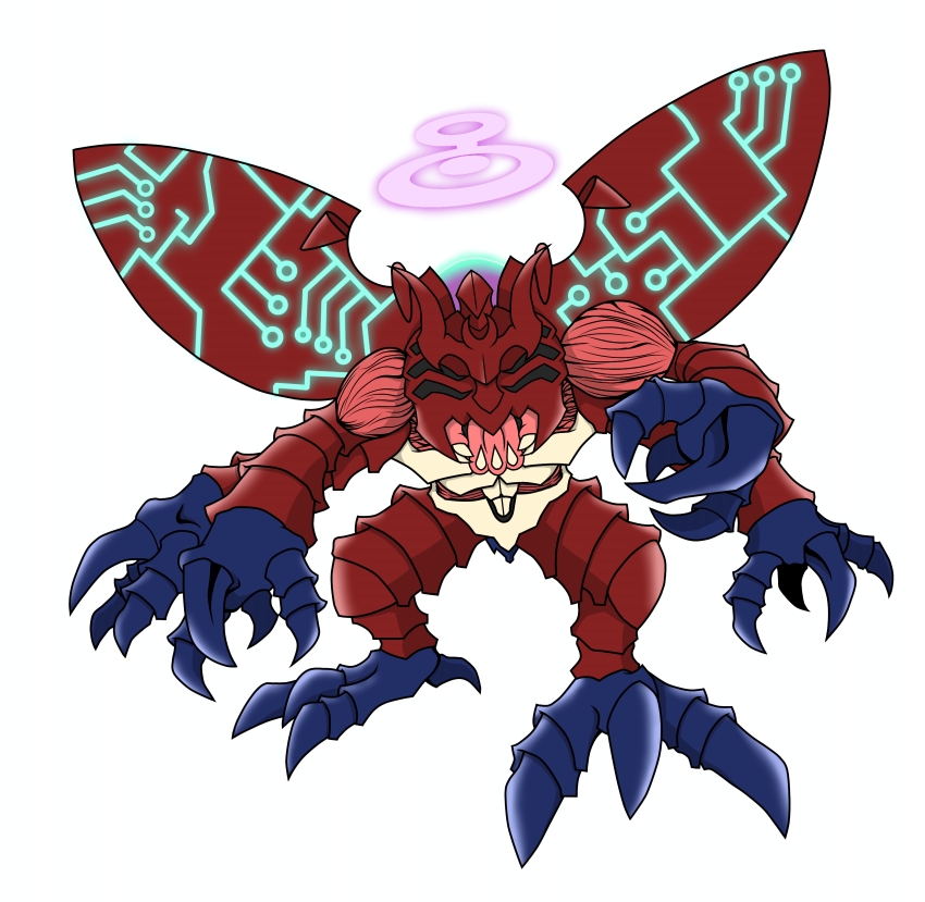 absurdres atlurkabuterimon atlurkabuterimon_(red) bug digimon digimon_(creature) exoskeleton highres horns oridigi original rhinoceros_beetle sharp_teeth solo teeth