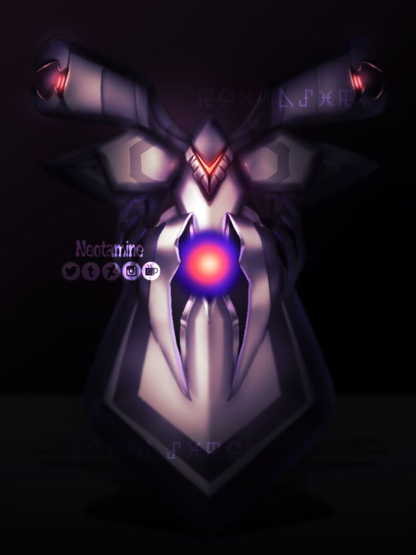 digimon energy floating highres looking_at_viewer robot solo wings yggdrasill_(digimon) yggdrasill_7d6