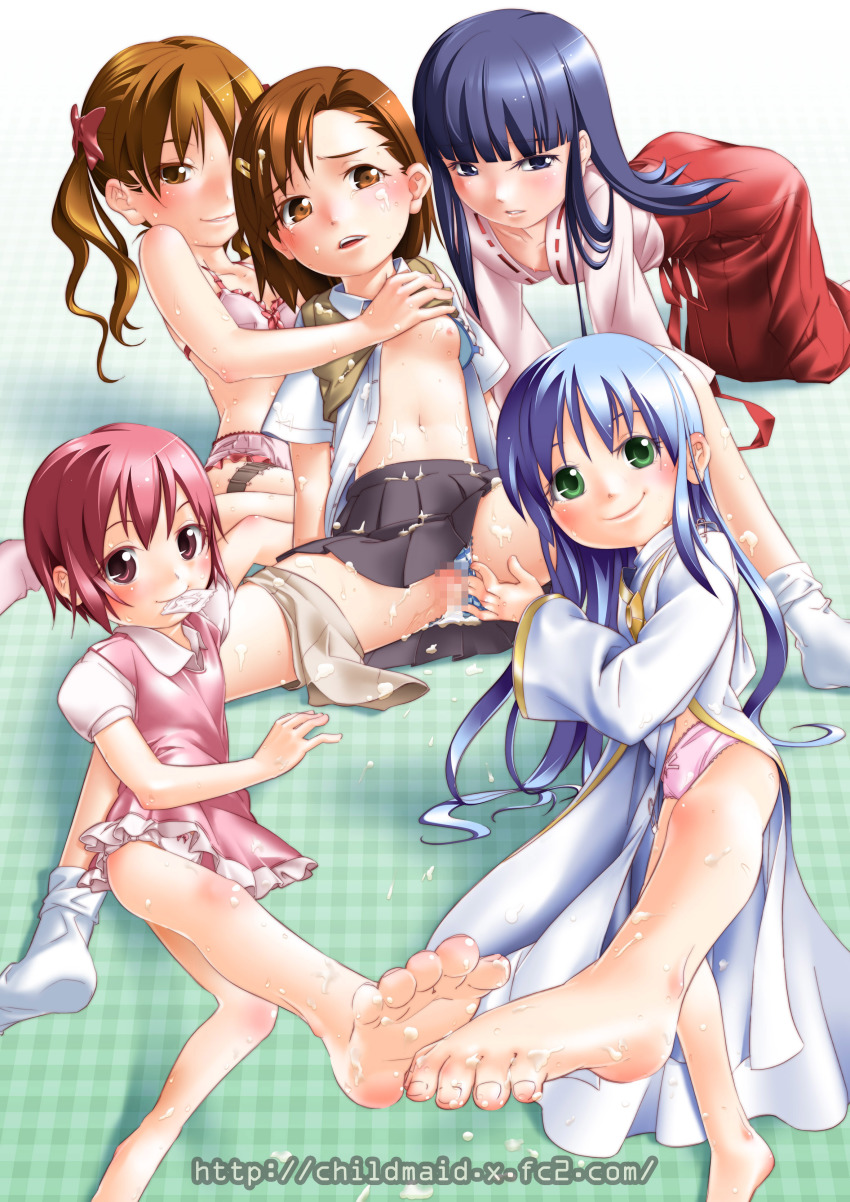 5girls absurdres cum cum_in_pussy feet highres index_(toaru_majutsu_no_index) komoe_tsukuyomi kuroko misaka_mikoto multiple_girls shirai tagme toaru_kagaku_no_railgun toaru_majutsu_no_index