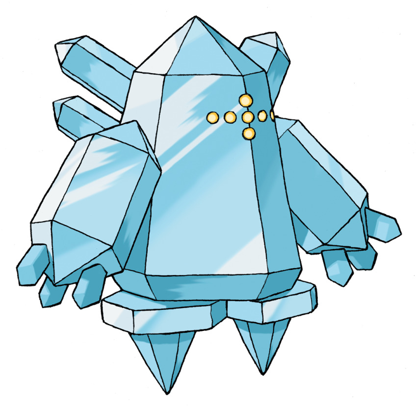 full_body gen_3_pokemon golem ice legendary_pokemon nintendo no_humans official_art pokemon pokemon_(creature) pokemon_focus pokemon_rse regice solo sugimori_ken third-party_source transparent_background