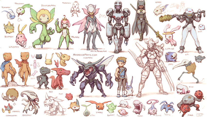 6+girls agumon agumon_(black) andromon budmon cape claws covered_eyes digimon digimon_(creature) dorimon flower gabumon gesomon gummymon highres jyarimon kabuterimon kiwimon kyaromon lalamon leaf luminamon mamemon mask multiple_girls nyokimon open_mouth original palmon paomon petals plant poromon poyomon punimon pyocomon rosemon rosemon_burst_mode sistermon_noir sunflower sunflowmon tail tanemon togemon tokomon tsumemon tukaimon tunomon vikaralamon wargreymon wings xiaomon yuramon