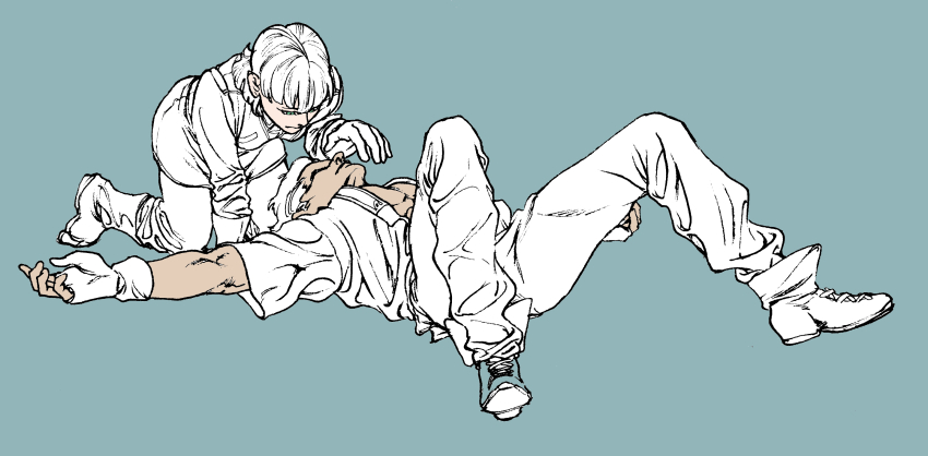 1boy 1girl boots gloves gundam highres military military_uniform sarah_zabiarov utaco yazan_gable zeta_gundam