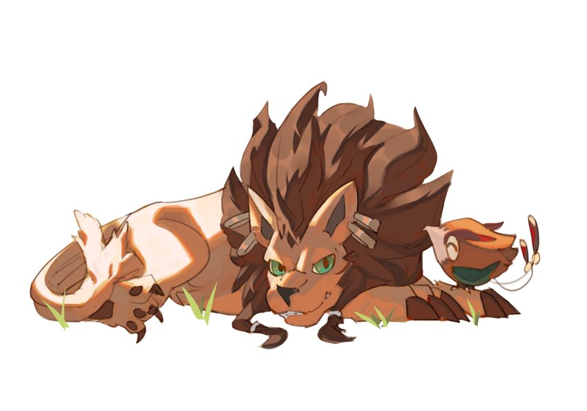 claws digimon digimon_(creature) green_eyes highres liamon lion pinamon solo tail