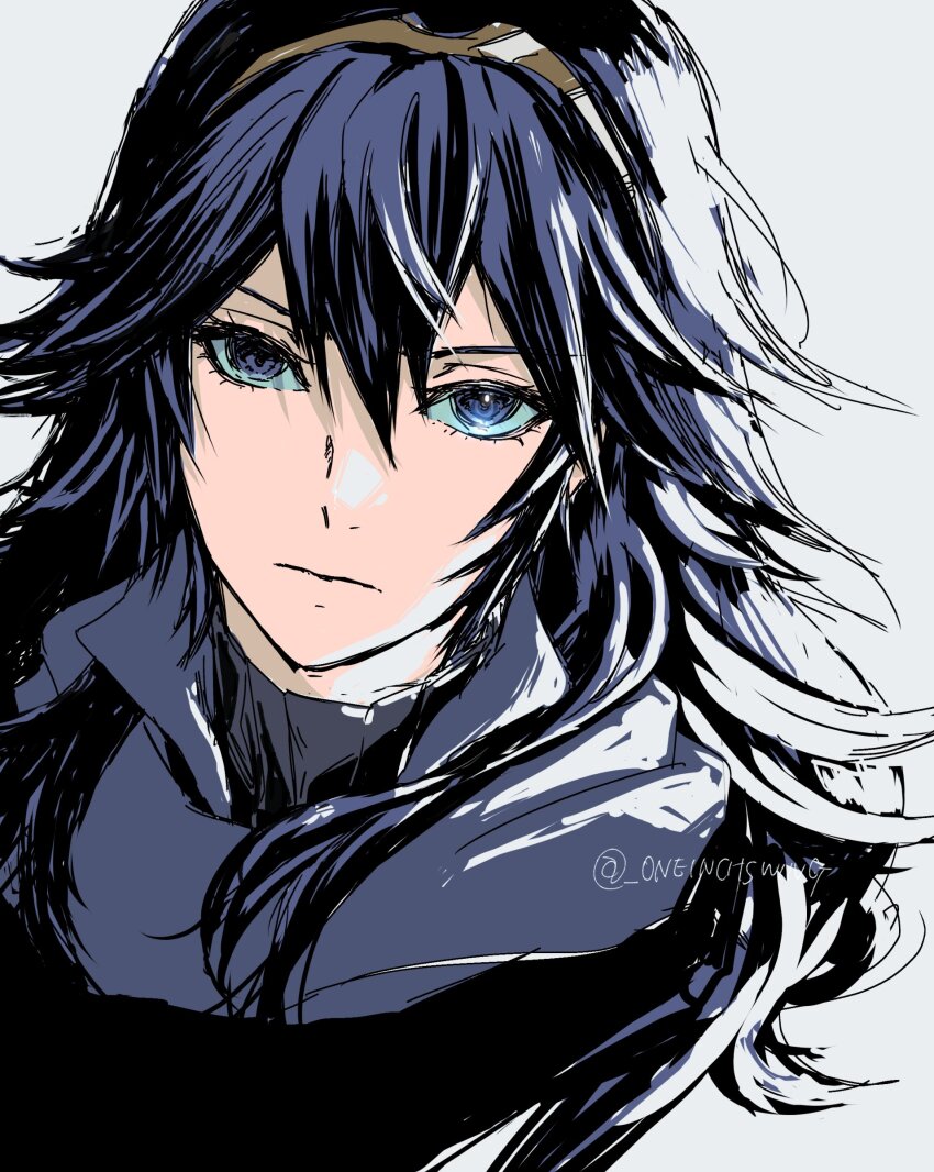 1girl absurdres blue_eyes blue_hair brand_of_the_exalt closed_mouth commentary english_commentary expressionless fire_emblem fire_emblem_awakening hair_between_eyes highres long_hair looking_at_viewer lucina_(fire_emblem) mixed-language_commentary nintendo solo symbol_in_eye tiara twitter_username umi_(_oneinchswing) white_background