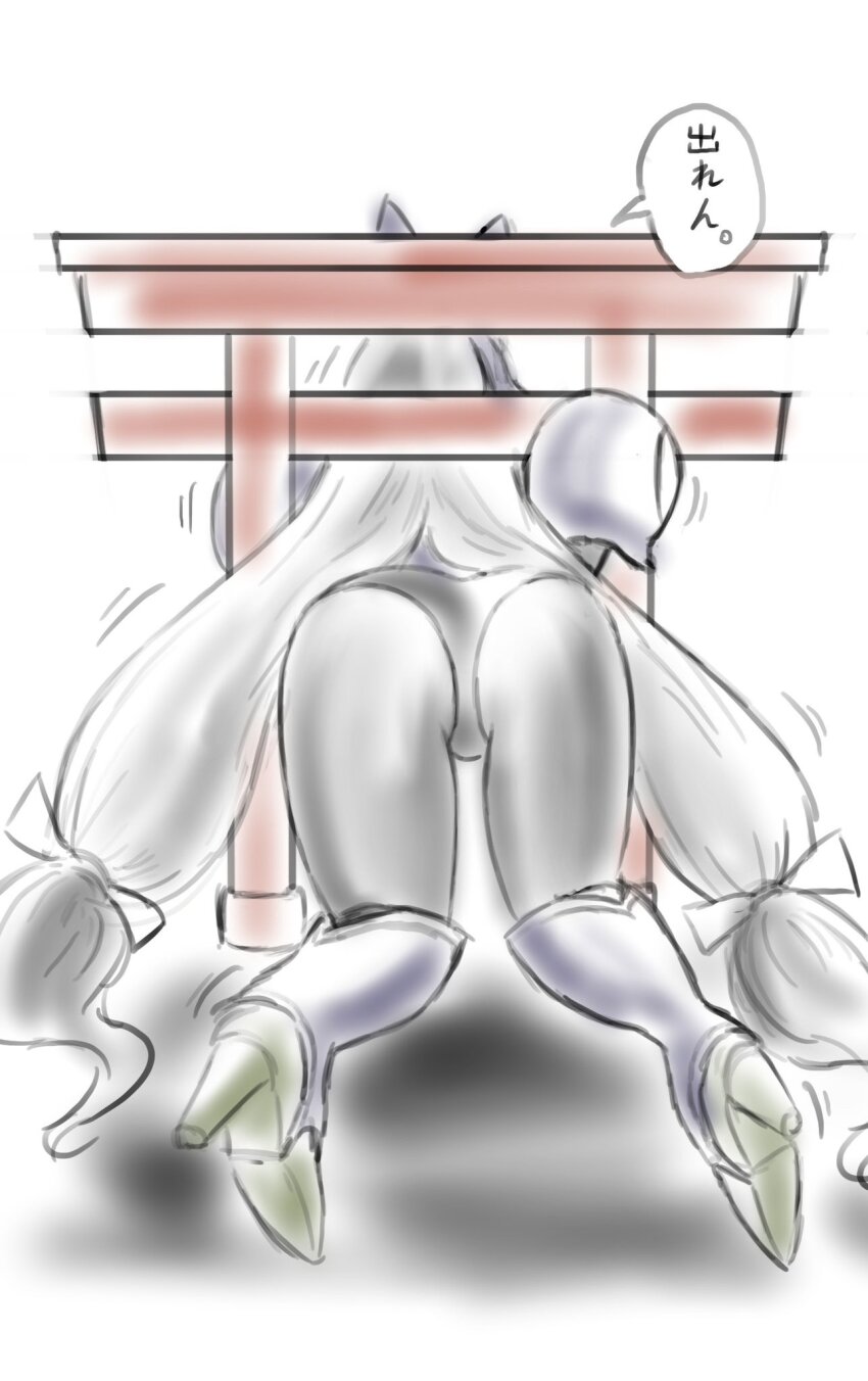 1girl ass digimon digimon_(creature) female_focus highres kuzuhamon shrine solo tori torii translation_request