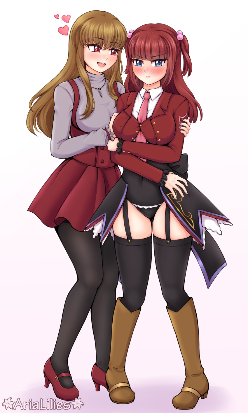 2girls absurdres black_leotard cosplay costume_switch highleg highleg_leotard highres leotard mammon_(umineko) multiple_girls stakes_of_purgatory two_side_up umineko_no_naku_koro_ni ushiromiya_ange