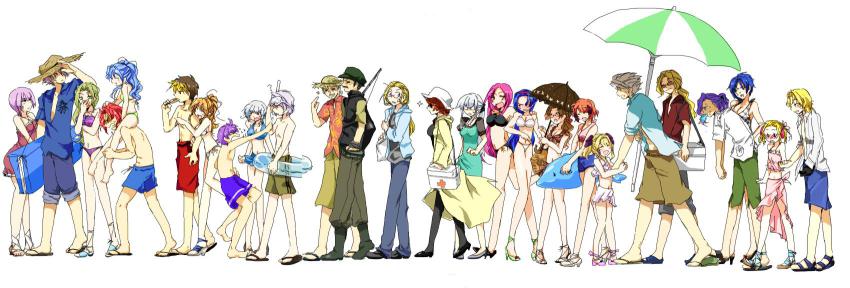 6+girls alfimi annotated arado_balanga axel_almer banpresto beach bikini blonde_hair blush cobray_gordon echidna_iisaki echidna_isaki eri_anzai everyone excellen_browning gilliam_yeager gloves hat hayas_(duster) highres ibis_douglas irui_guneden kai_kitamura kyousuke_nanbu lamia_loveless long_image marion_radom multiple_girls raidese_f_branstein ratsel_feinshmecker robert_ohmiya sandals sanger_zonvolt sean_webley selena_recital seolla_schweizer shine_hausen shorts sleigh_presty straw_hat super_robot_wars super_robot_wars_alpha super_robot_wars_original_generation super_robot_wars_original_generation_gaiden swimsuit the_3rd_super_robot_wars_alpha tsugumi_takakura umbrella viletta_badam wide_image wodan_ymir