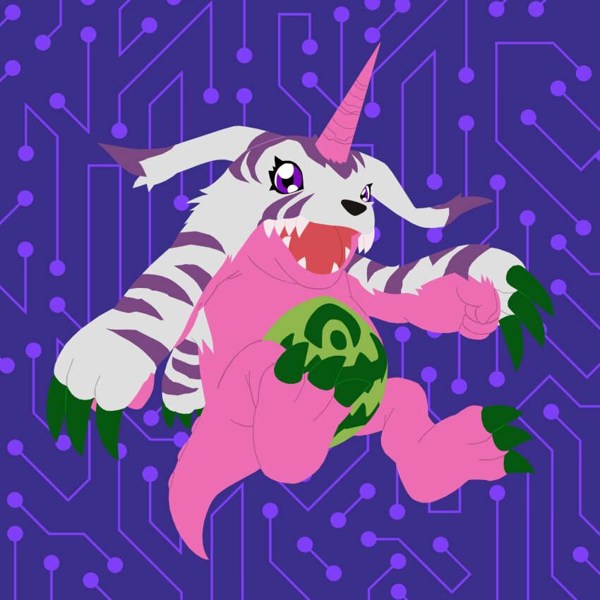 claws digimon digimon_(creature) highres horns psychemon sharp_teeth solo teeth