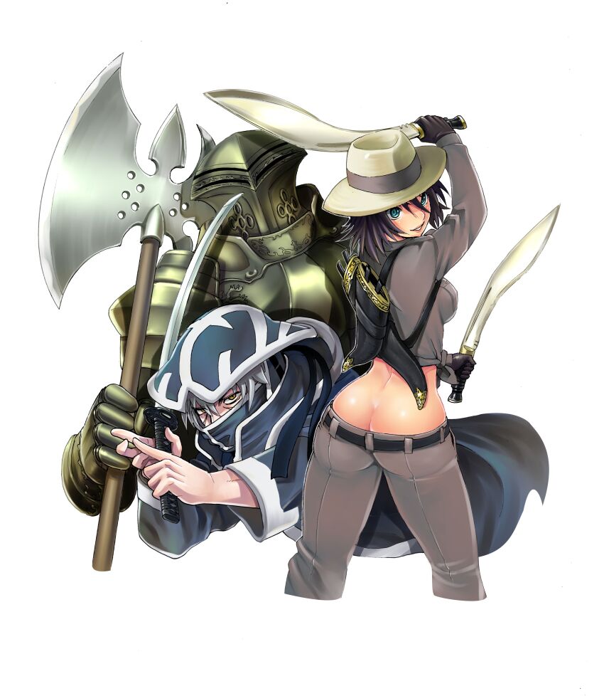 1boy 1girl absurdres ass belt butt_crack highres matsuena_shun pants tagme