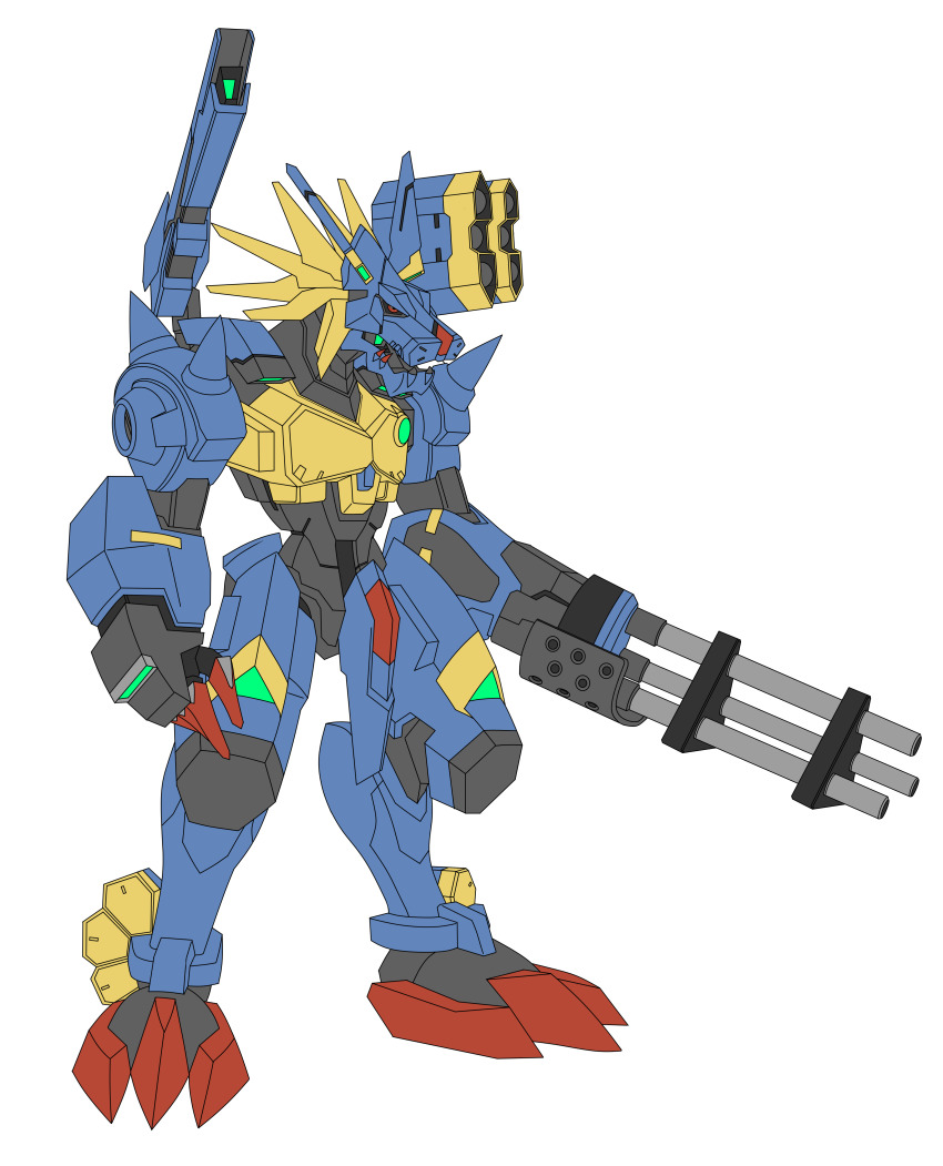 1boy absurdres digimon digimon_(creature) gatling_gun highres male_focus metalgarurumon metalgarurumon_x-antibody missile_pod solo