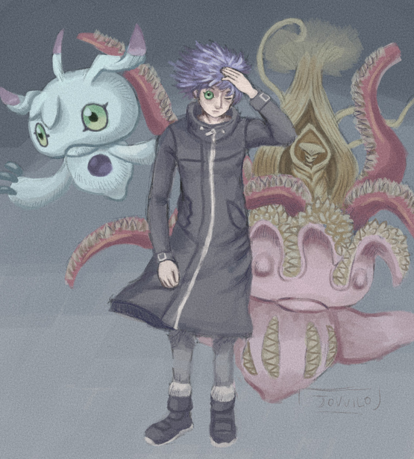 bigukkomon digimon digimon_(creature) digimon_adventure_02:_the_beginning eldritch_abomination floating highres monster owada_rui sharp_teeth teeth tentacles ukkomon