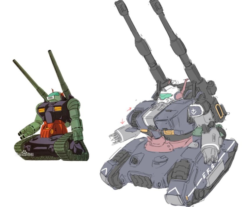 2022 cannon gundam guntank mecha military military_vehicle mobile_suit mobile_suit_gundam motor_vehicle redesign reference_inset robot science_fiction sketch tank xiangzi_box