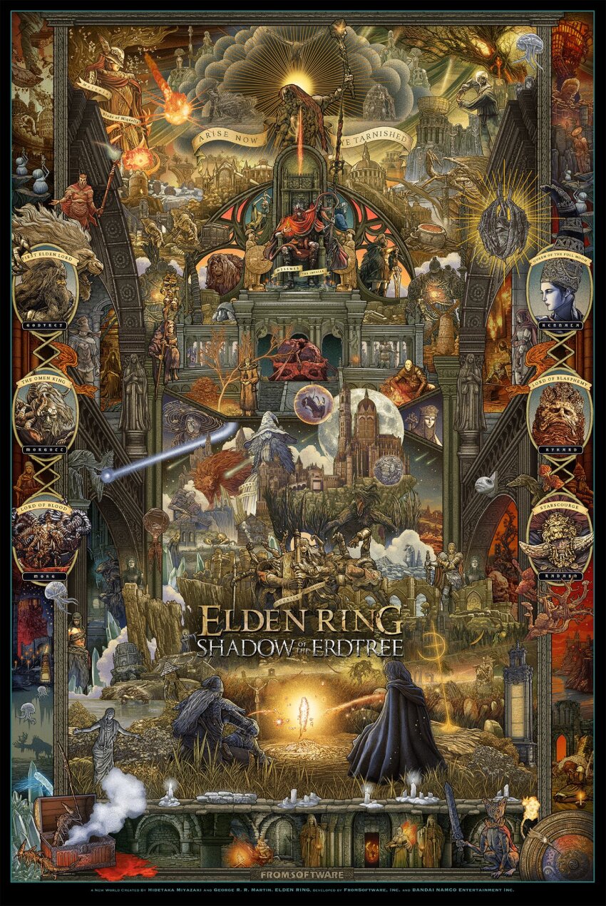 6+boys 6+girls albinauric_(elden_ring) ancestor_spirit_(elden_ring) ancient_dragon_lansseax armor armored_boots asymmetrical_horns beard black_armor black_hair blaidd_the_half-wolf blindfold blonde_hair bloody_finger_hunter_yura bloody_wolf_(elden_ring) blue_hair bonfire boots border breastplate brother_corhyn_(elden_ring) brown_hair candle cape character_name character_request circlet commentary company_name copyright_name cover cover_page creator_name crown crystal diallos_(elden_ring) divine_beast_dancing_lion dragonlord_placidusax elden_ring elden_ring:_shadow_of_the_erdtree elden_ring_(object) english_commentary erdtree_(elden_ring) erdtree_burial_watchdog facial_hair faulds fia_the_deathbed_companion finger_reader_enia fire fire_giant_(elden_ring) flying_dragon_agheel full_armor full_beard full_body fur_trim furnace_golem gauntlets giant_crab_(elden_ring) giant_crayfish_(elden_ring) giant_crow_(elden_ring) gideon_ofnir godfrey_first_elden_lord gold_armor golden_cross_(elden_ring) goldmask_(elden_ring) golem_(elden_ring) gransax greaves grey_hair haligtree_(elden_ring) helm helmet highres holding holding_polearm holding_staff holding_sword holding_weapon horns hyetta_(elden_ring) iron_fist_alexander iseananphada jellyfish kindred_of_rot knight lady_tanith_(elden_ring) leyndell_knight lion_mane long_beard long_hair looking_at_viewer lord_of_the_frenzied_flame_(elden_ring) malenia_blade_of_miquella maliketh_the_black_blade margit_the_fell_omen medium_hair melina_(elden_ring) messmer_the_impaler millicent_(elden_ring) miquella_(elden_ring) miriel_pastor_of_vows mohg_lord_of_blood morgott_the_omen_king multiple_boys multiple_girls nepheli_loux no_headwear nomadic_merchant oracle_envoy ornate ornate_armor ornate_border ornate_clothes ornate_weapon patches_(fromsoftware) pauldrons pillar plume polearm preceptor_seluvis prisoner_(elden_ring) pulling queen_marika_the_eternal radagon_of_the_golden_order ranni_the_witch red_hair red_wolf_of_radagon redmane_freyja rennala_queen_of_the_full_moon ruins rya_(elden_ring) rykard_lord_of_blasphemy scadutree_(elden_ring) scenery serosh_(elden_ring) shabriri_(elden_ring) shoulder_armor site_of_grace smithing_master_hewg sorcerer_rogier sorceress_sellen staff starscourge_radahn sword tarnished_(elden_ring) thick_beard three_fingers_(elden_ring) title tombstone vambraces walking_mausoleum war_counselor_iji weapon wheat wheat_field white-faced_varre white_fur white_hair witch-hunter_jerren