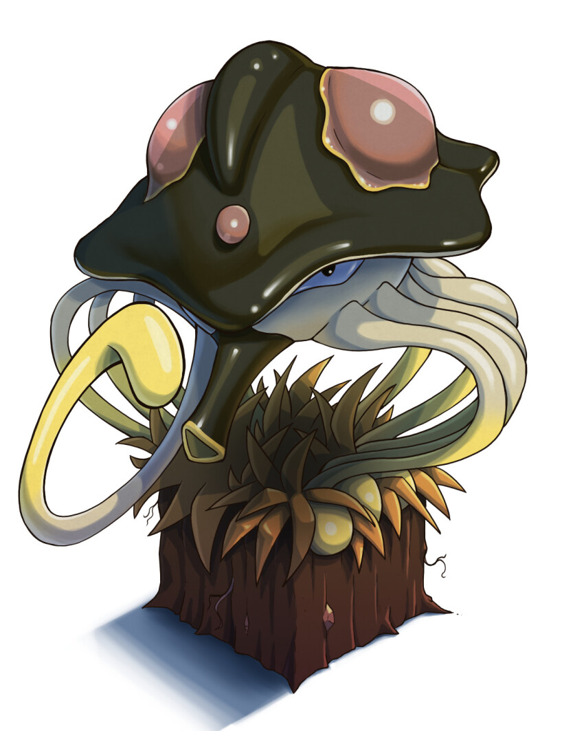 alternate_colored_grass cube game_freak gorka_fujimoto_holgado grass highres looking_at_viewer nintendo no_humans pokemon pokemon_(creature) simple_background solo toedscruel white_background
