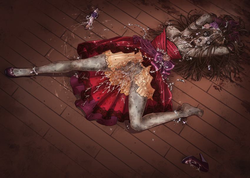 1girl absurdres armpits breasts censored commission corpse cum cum_in_pussy cum_on_body decay decaying_skin dress guro highres hime_cut idolmaster idolmaster_cinderella_girls kurokawa_chiaki long_hair necrophilia nullchan pixiv_commission pussy rot_fly rotting very_long_hair