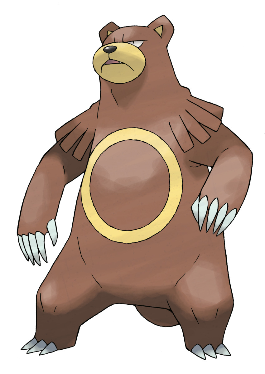 absurdres animal_focus bear claws full_body gen_2_pokemon highres nintendo no_humans official_art open_mouth pokemon pokemon_(creature) pokemon_focus pokemon_hgss solo standing sugimori_ken third-party_source transparent_background ursaring