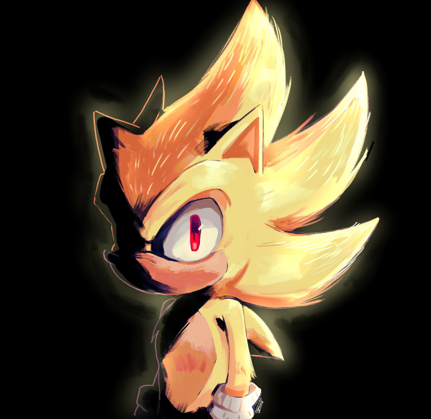 1boy angry gloves gold_fur gold_hair hedgehog highres ifoundyoufaker paramount_pictures red_eyes scary_face sega sonic_(live_action) sonic_(series) sonic_the_hedgehog sonic_the_hedgehog_3_(film) spiked_hair super_sonic
