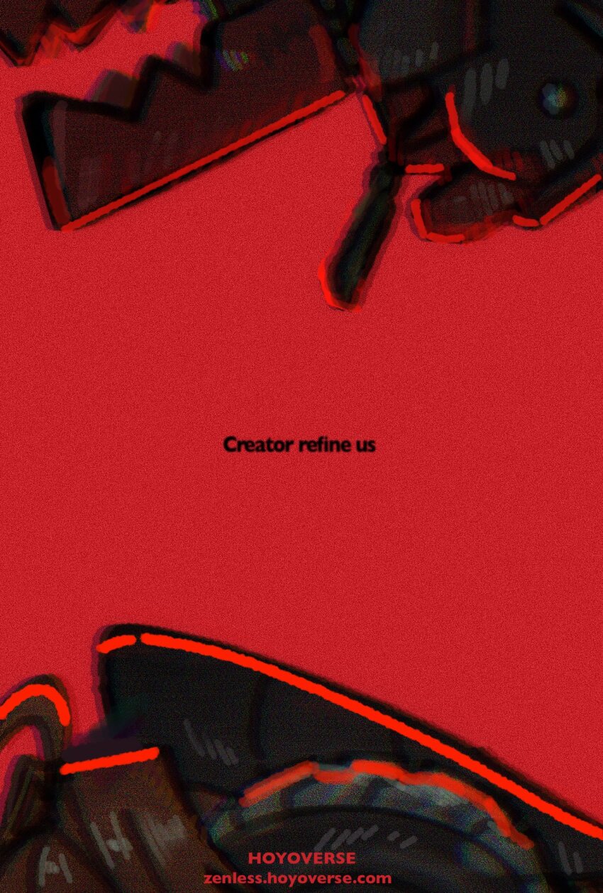 1other english_text film_grain from_side godzilla_(series) hashtag-only_commentary highres magus_(zenless_zone_zero) mechanical_tail movie_poster omgitsdestnoway poster_parody red_background shin_godzilla simple_background solo tail zenless_zone_zero