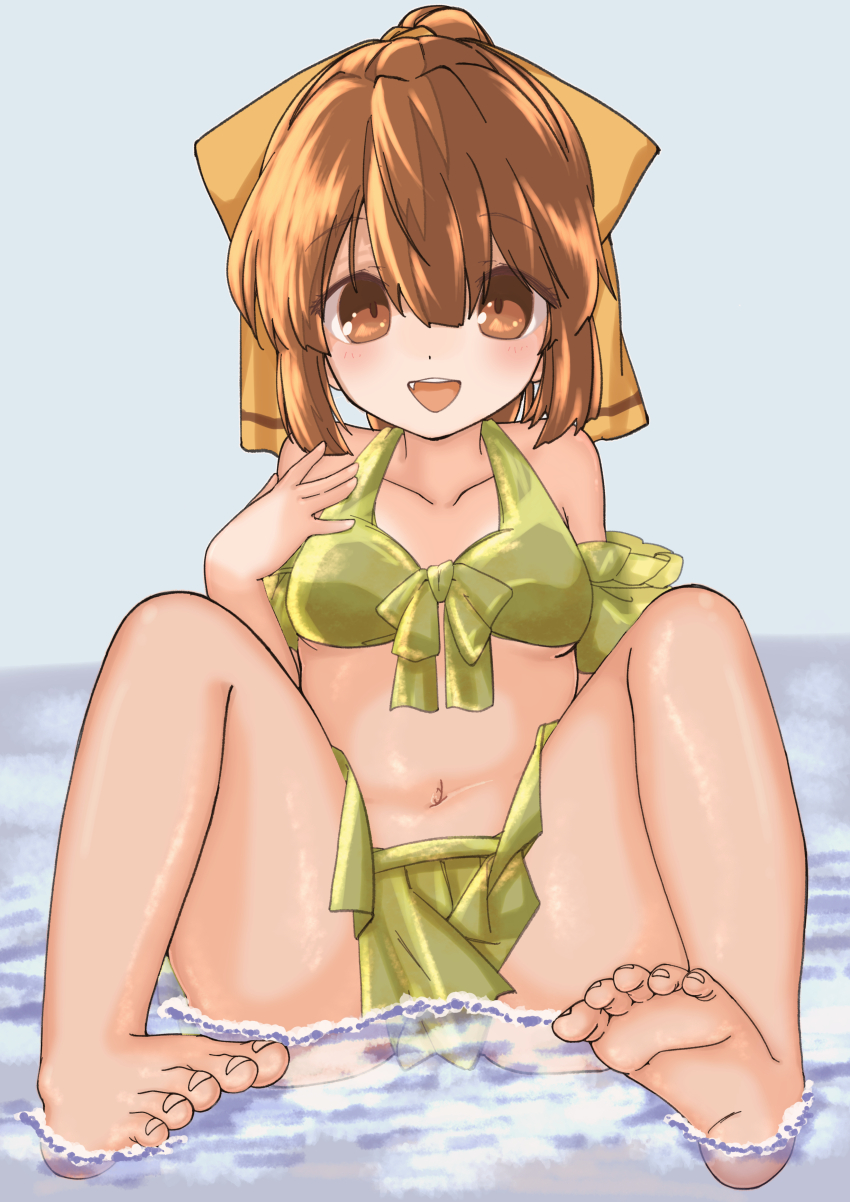 absurdres beach bikini delthea_(fire_emblem) fire_emblem fire_emblem_echoes:_shadows_of_valentia highres iwasabi nintendo swimsuit tagme water yellow_bikini