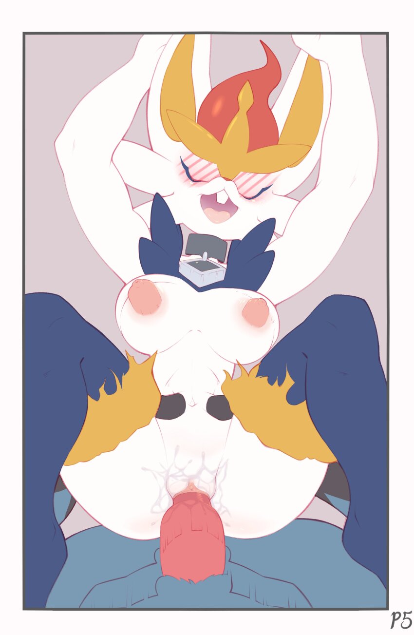 1boy 1girl absurdres animal_penis bad_tag blush border bouncing_breasts boyfriend_and_girlfriend breasts buck_teeth canine_penis cinderace closed_eyes collar couple couple_love crombie female female_cinderace female_pokemon fur furry gen_4_pokemon gen_8_pokemon hetero highres loving lucario male male_lucario male_pokemon male_pokemon/female_pokemon nintendo nipples nude open_mouth penis pokemon pokemon_(creature) pussy pussy_juice solo_focus teeth vaginal white_border