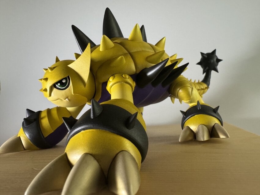 absurdres ankylomon claws digimon digimon_(creature) digimon_adventure_02 figure helmet highres horns mace photo_(medium) real_life solo spiked_mace spikes tail weapon
