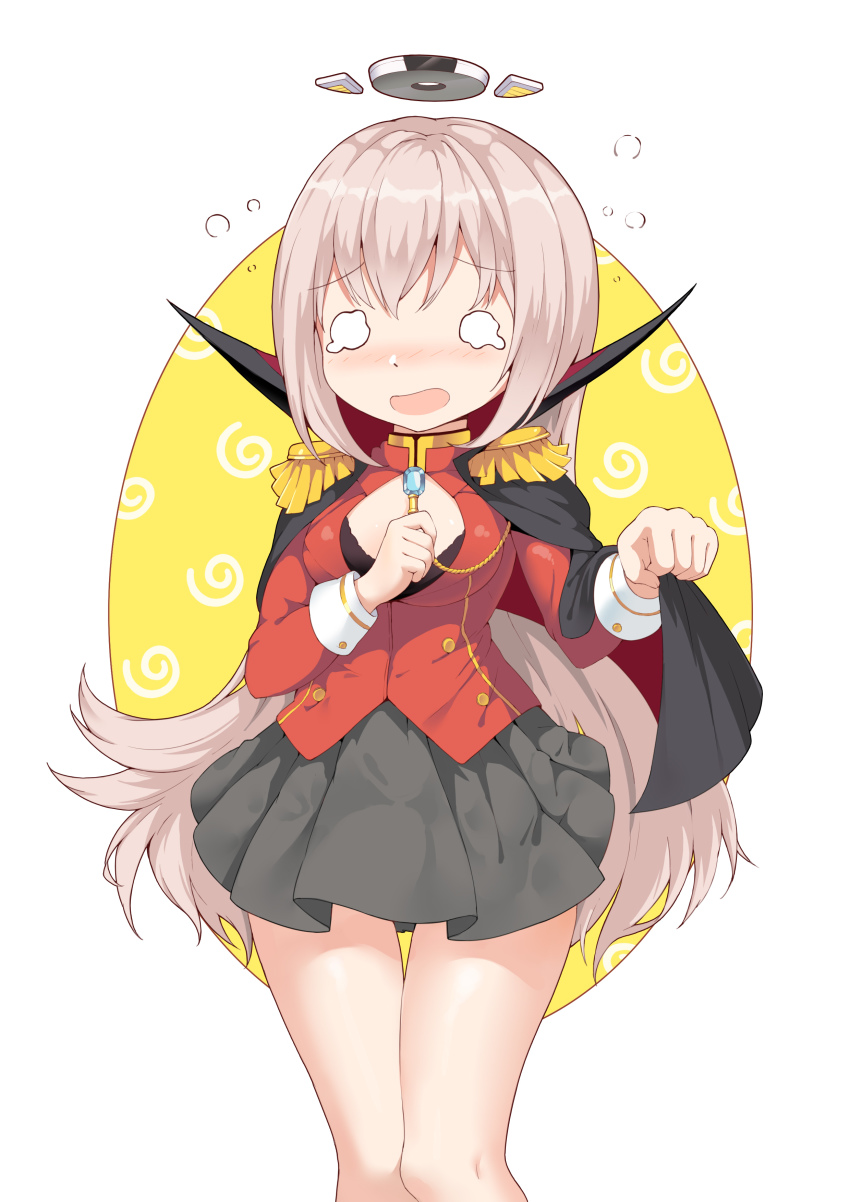 1girl absurdres azur_lane blush breasts cai_de_xin cape cosplay duke_of_york_(azur_lane) epaulettes female_focus fortune_(azur_lane) highres large_breasts open_mouth pink_hair skirt solo