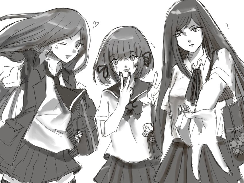 3girls albus_(castlevania) castlevania:_dawn_of_sorrow castlevania:_order_of_ecclesia castlevania:_portrait_of_ruin castlevania_(series) charlotte_aulin hakuba_mina highres jonathan_morris konami long_hair multiple_girls school_uniform shanoa_(castlevania) skirt soma_cruz