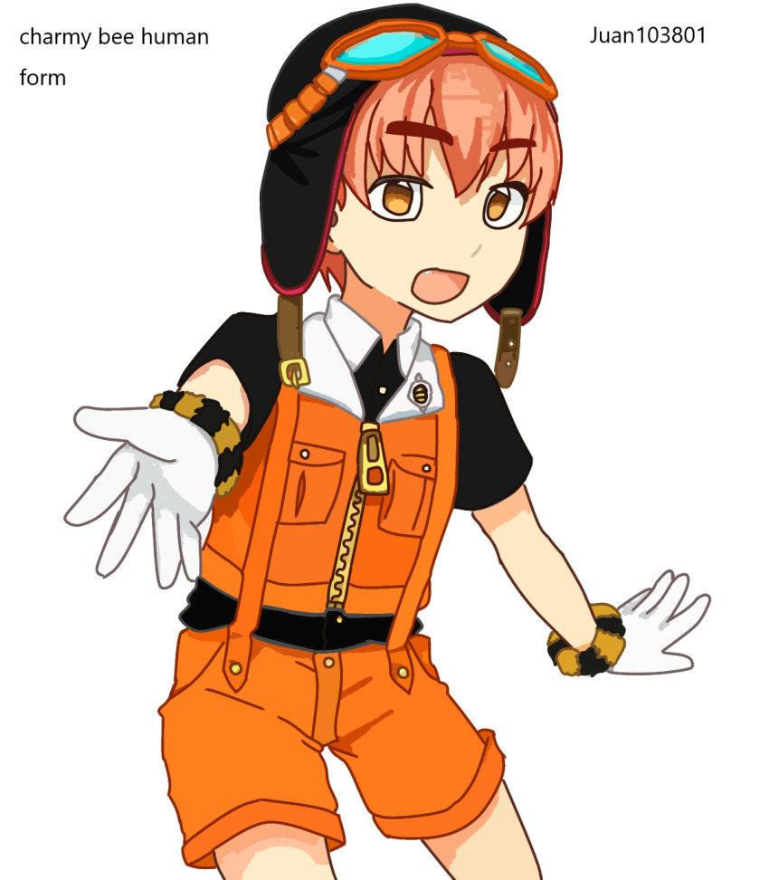 1boy charmy_bee child english_text gloves highres humanization juanlion10814edits looking_at_viewer orange_eyes orange_hair sega sonic_(series) white_background white_gloves younger_boy