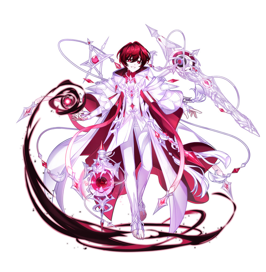 1boy artist_request barefoot_sandals_(jewelry) bright_pupils cloak crystal darkness dot_nose elsword fingerless_gloves full_body gloves happy highres hood hood_down hooded_cloak jacket long_sleeves looking_at_viewer loose_hair_strand noah_ebalon official_alternate_costume official_art open_mouth outstretched_hand pale_skin pants pink_pupils red_cloak red_eyes red_hair second-party_source short_hair smile solo standing tachi-e teeth telekinesis toes transparent_background two-sided_cloak two-sided_fabric umbrakinesis white_cloak white_gloves white_jacket white_pants wide_sleeves