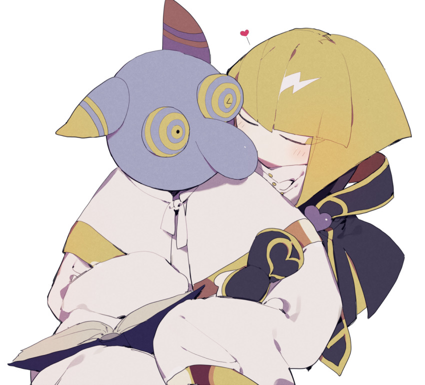 &gt;_o 1boy 1girl animal_ears big_nose black_bridal_gauntlets black_robe blonde_hair blue_eyes blue_skin blunt_bangs blunt_ends book bow bowtie bridal_gauntlets closed_eyes colored_skin commentary_request detached_hood eyeshadow floating heart heart_print hetero higa423 highres hood hood_down hug hug_from_behind hyness kirby_(series) kiss kissing_cheek light_blush long_sleeves looking_at_another makeup multicolored_eyes nintendo no_headwear one_eye_closed open_book rayman_limbs ringed_eyes robe short_hair simple_background single_floppy_ear sitting sleeves_past_fingers sleeves_past_wrists stole two-tone_eyes white_background white_bow white_bowtie white_hood white_robe yellow_eyes yellow_eyeshadow yellow_trim zan_partizanne