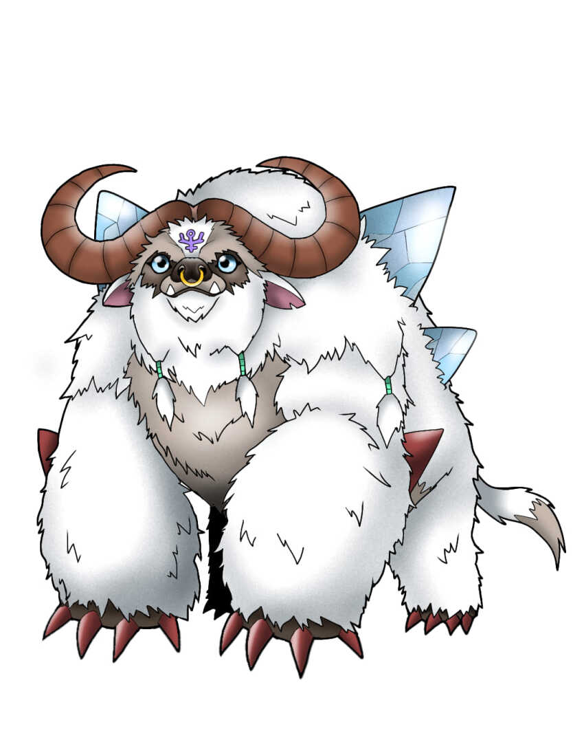 ancientmegatheriumon claws digimon digimon_(creature) highres looking_at_viewer oridigi original solo tail white_fur