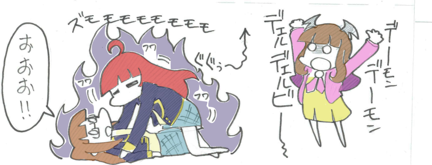 3girls above_another aura casting_spell dark_aura glasses highres hojo_sophy kurosu_aroma multiple_girls paranoia_(yon-titi) pretty_series pripara red_hair shiratama_mikan sleepy