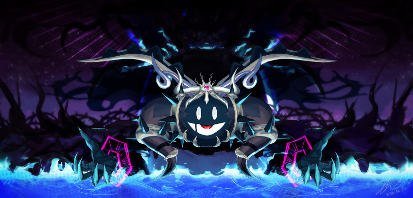 absurdres crown highres horns kirby&#039;s_return_to_dream_land kirby_(series) looking_at_viewer magolor magolor_soul master_crown nintendo no_humans nova_(artist) rayman_limbs signature solid_oval_eyes solo wings