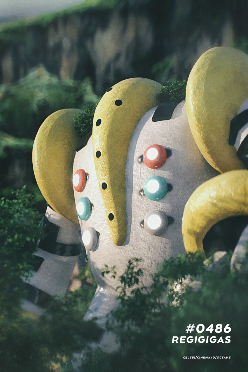 3d artist_name celebi350300687 character_name cinema_4d_(medium) creatures_(company) game_freak gen_4_pokemon highres legendary_pokemon nintendo no_humans outdoors pokedex_number pokemon pokemon_(creature) pokemon_focus regigigas solo tree