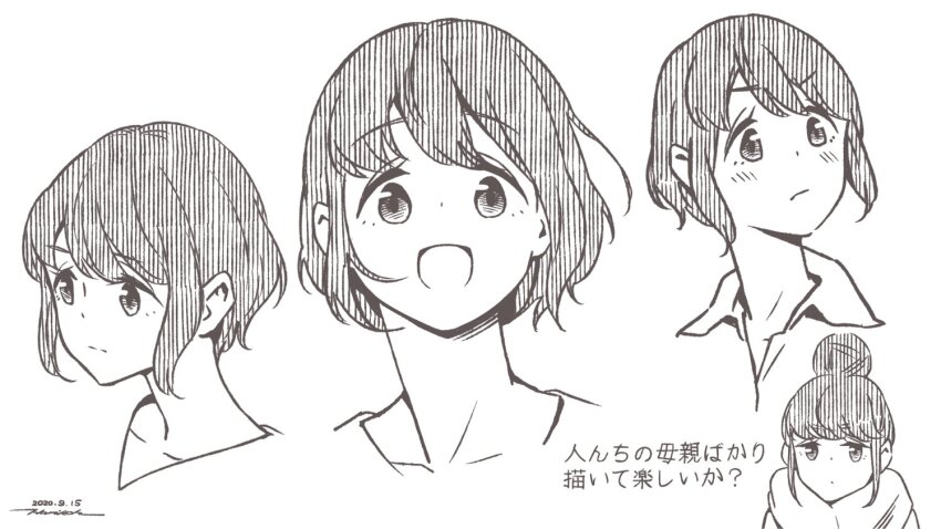 1girl horikou monochrome shima_saki short_hair tagme yurucamp