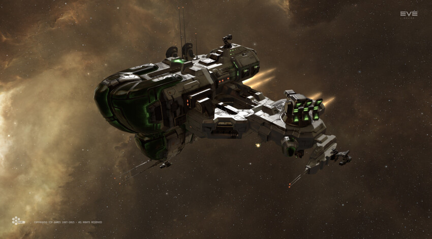 3d amarr_empire_(eve_online) cannon commentary company_logo company_name concord_assembly_(eve_online) copyright_logo copyright_name dated dated_commentary eve_online exploration_ship_(eve_online) flying frigate_(eve_online) glowing hauling_ship_(eve_online) highres logo machinery military_vehicle nebula no_humans official_art outdoors radar radar_dish radio_antenna realistic salvo_(willem_van_biljon) science_fiction sky space spacecraft spacecraft_turret special_edition_ship_(eve_online) star_(sky) starry_sky starry_sky_background vehicle_focus