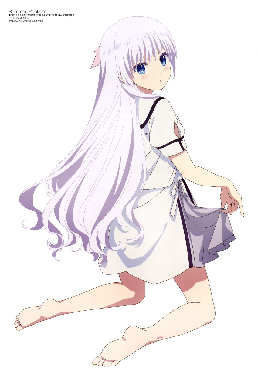 1girl absurdres artist_request copyright_name copyright_notice highres looking_at_viewer magazine_scan megami_magazine official_art scan simple_background solo summer_pockets white_background