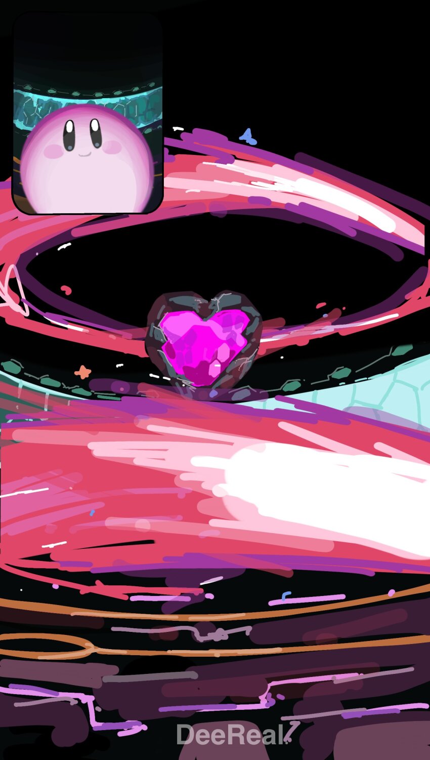 absurdres bereal blush_stickers brand_name_imitation colored_skin fan_screaming_at_madison_beer_(meme) highres indoors kirby kirby:_planet_robobot kirby_(series) meme mikanbananala nintendo no_humans pink_skin shockwave sketch smile star_(symbol) star_dream