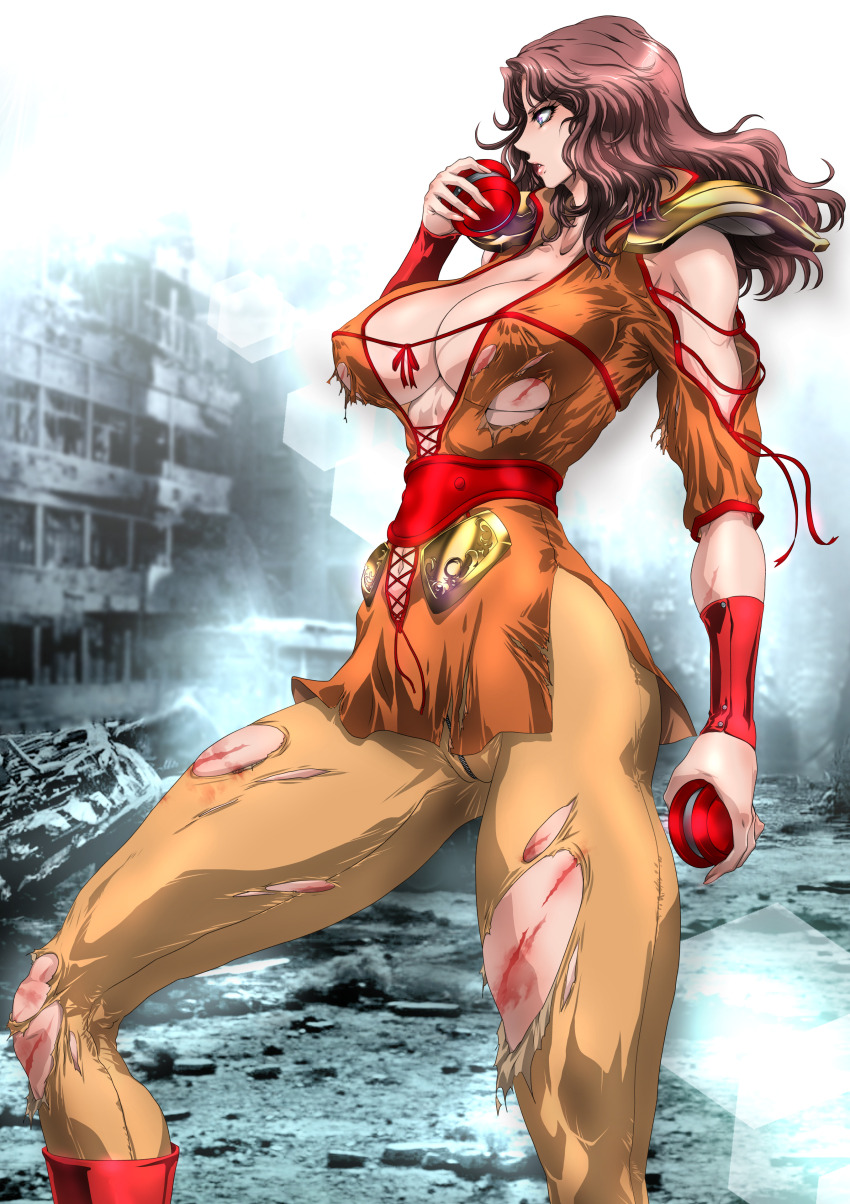 1girl absurdres breasts highres hokuto_no_ken large_breasts long_hair mamiya_(hokuto_no_ken) torn_clothes yuri_ai