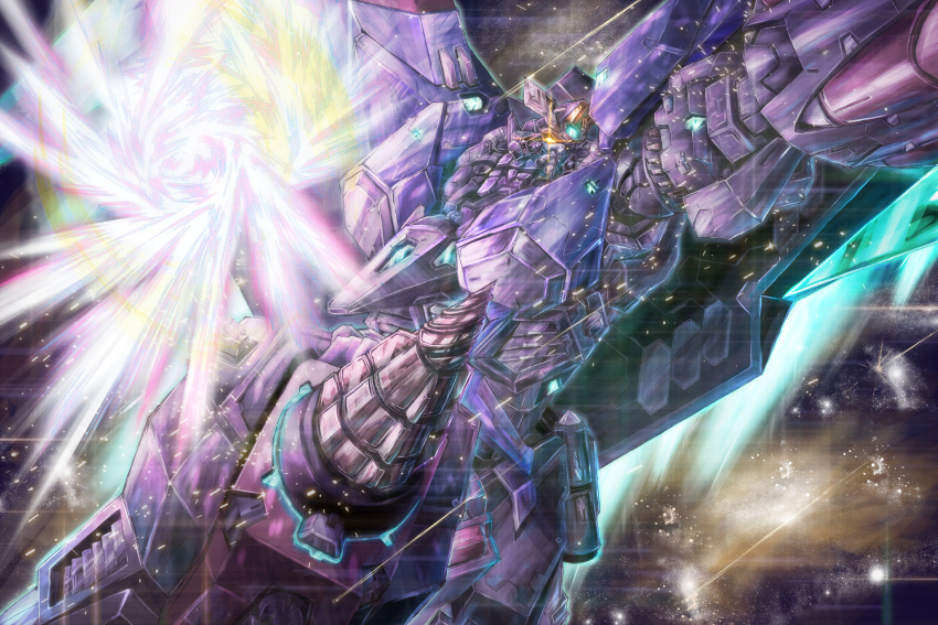 drill flying gaofighgar highres mecha punching robot solo space uungunover yuusha_ou_gaogaigar yuusha_series