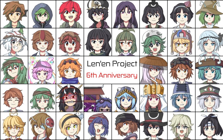 6+others adagumo_no_saragimaru adagumo_no_yaorochi ahoge ajirogasa alternate_eye_color alternate_hair_color amanomiya_jun amanomori_shou ametsukana_yago androgynous anger_vein anniversary antennae arde_(len&#039;en) azuma_kaisen bandaged_head bandages black_eyes black_hair black_headband black_headwear black_shirt blonde_hair blue_eyes blue_hair blue_headwear blue_jacket blue_scarf blush_stickers bright_pupils brown_eyes brown_hair brown_hairband brown_headband brown_headwear celeritas_lumen clause_(len&#039;en) closed_eyes closed_mouth collared_shirt commentary crown dice_hair_ornament english_commentary english_text enraku_tsubakura everyone fangs frilled_hat frills frown fujiwara_no_iyozane fujiwara_no_shirogane_no_sanra gradient_ray green_eyes green_hair green_jacket green_shirt grey_eyes grey_headwear grin hair_ornament hairband hairclip hat headband headpiece heart heart_ahoge helmet heterochromia highres hood hood_up hooded_jacket horns houlen_yabusame hyottoko_mask jacket jinbei_(len&#039;en) kashiwagi_kaoru katano_sukune kesa_kujiru kitsugai_sese kokutenshi_hibaru kurohebi kuzu_suzumi len&#039;en light_blue_hair long_hair mitsumo moritake_medias mouth_hold multiple_others ofuda ofuda_on_head ogata_garaiya ooama_no_ake_no_mitori ooya_kunimitsu open_mouth orange_eyes orange_hair other_focus para_(len&#039;en) pink_eyes pink_hair pointy_ears ponytail purple_eyes purple_hair purple_jacket purple_shirt red_eyes red_hair red_hairband red_headband red_headwear scarf senri_haiji senri_tsurubami shion_(len&#039;en) shirami_souko shirt shitodo_aoji shitodo_hooaka shitodo_kuroji short_hair side_ponytail skull_on_head smile taira_no_chouki taira_no_fumikado tate_eboshi terumi_(len&#039;en) triangular_headpiece umatachi_tsugumi umbrella_hair_ornament upper_body v-shaped_eyebrows white_eyes white_hair white_hairband white_horns white_pupils white_shirt xeno_a yellow_eyes zuifeng_tenkai