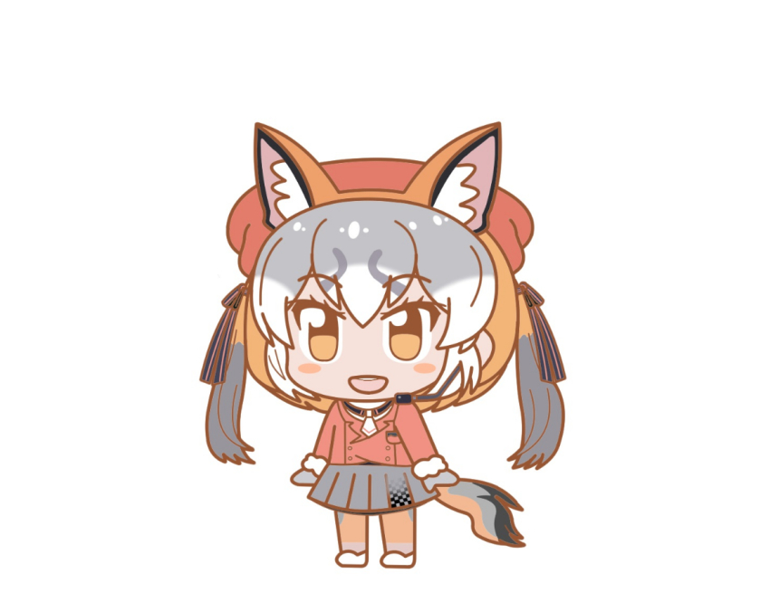 1girl animal_ears ef63_11 fox_ears fox_girl fox_tail island_fox_(kemono_friends) kemono_friends kemono_friends_pavilion kemono_friends_v_project long_hair looking_at_viewer simple_background solo tail twintails virtual_youtuber