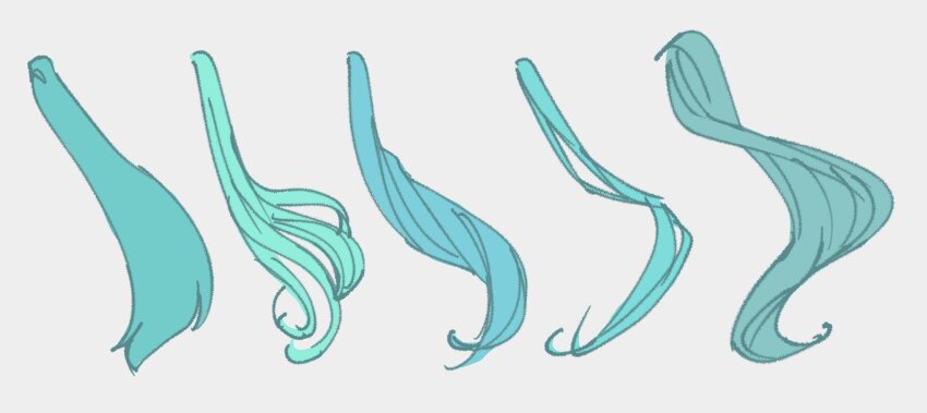 agonasubi annotated aqua_hair commentary detached_hair hair_focus hatsune_miku hatsune_miku_(append) hatsune_miku_(nt) hatsune_miku_(vocaloid3) hatsune_miku_(vocaloid4) highres long_hair piapro_studio ponytail simple_background v4x very_long_hair vocaloid vocaloid_append white_background