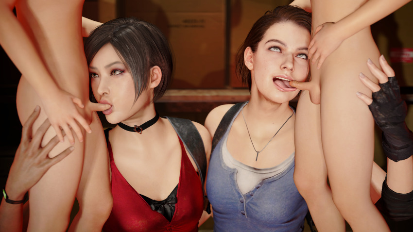 2boys 2girls 3d ada_wong age_difference asian assertive_female black_hair brown_eyes buttons capcom choker clothed_female_nude_male clothed_sex dress fellatio fingerless_gloves gloves group_sex hetero highres jewelry jill_valentine mature_female multiple_boys multiple_girls necklace nude oral penis red_dress resident_evil resident_evil_2 resident_evil_2_remake resident_evil_3:_nemesis resident_evil_3_(remake) shota single_glove small_penis tank_top uncensored watch yellowbea