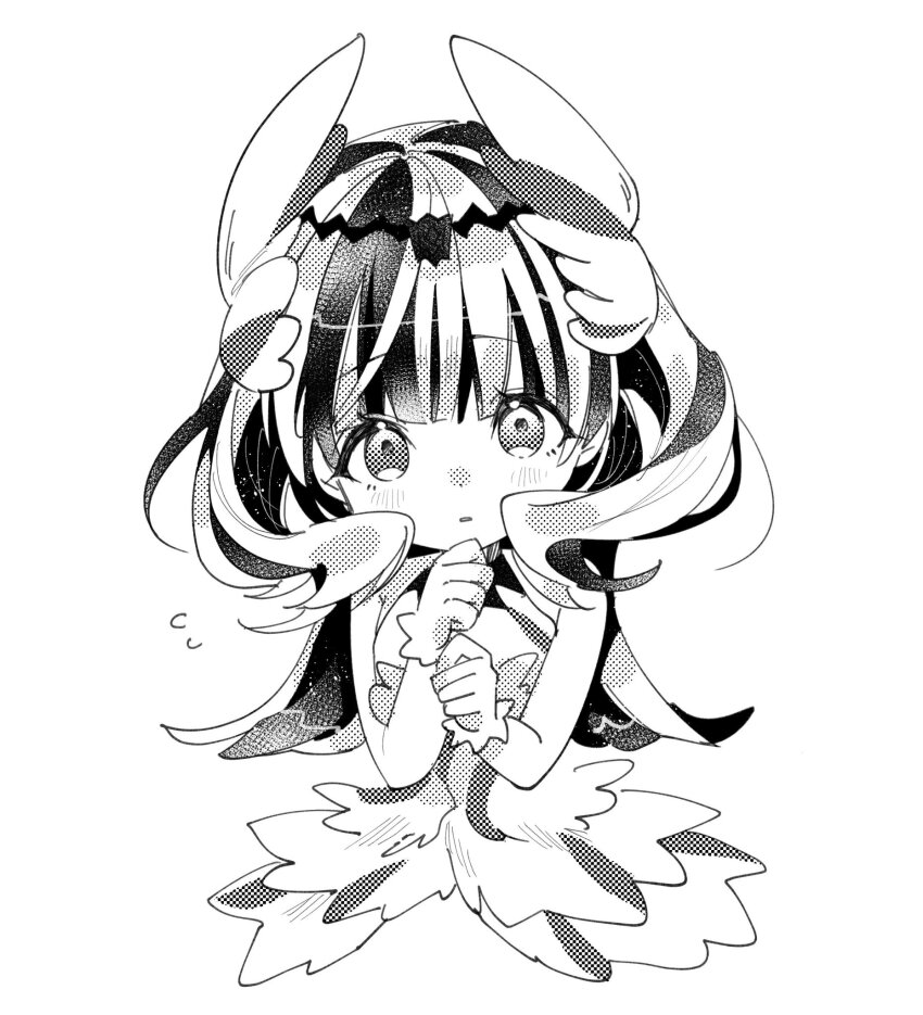 1girl fire_emblem fire_emblem_engage greyscale hair_ornament highres illust_mi long_hair looking_at_viewer monochrome multicolored_hair nintendo solo two-tone_hair upper_body veyle_(fire_emblem) wavy_hair white_background wing_hair_ornament