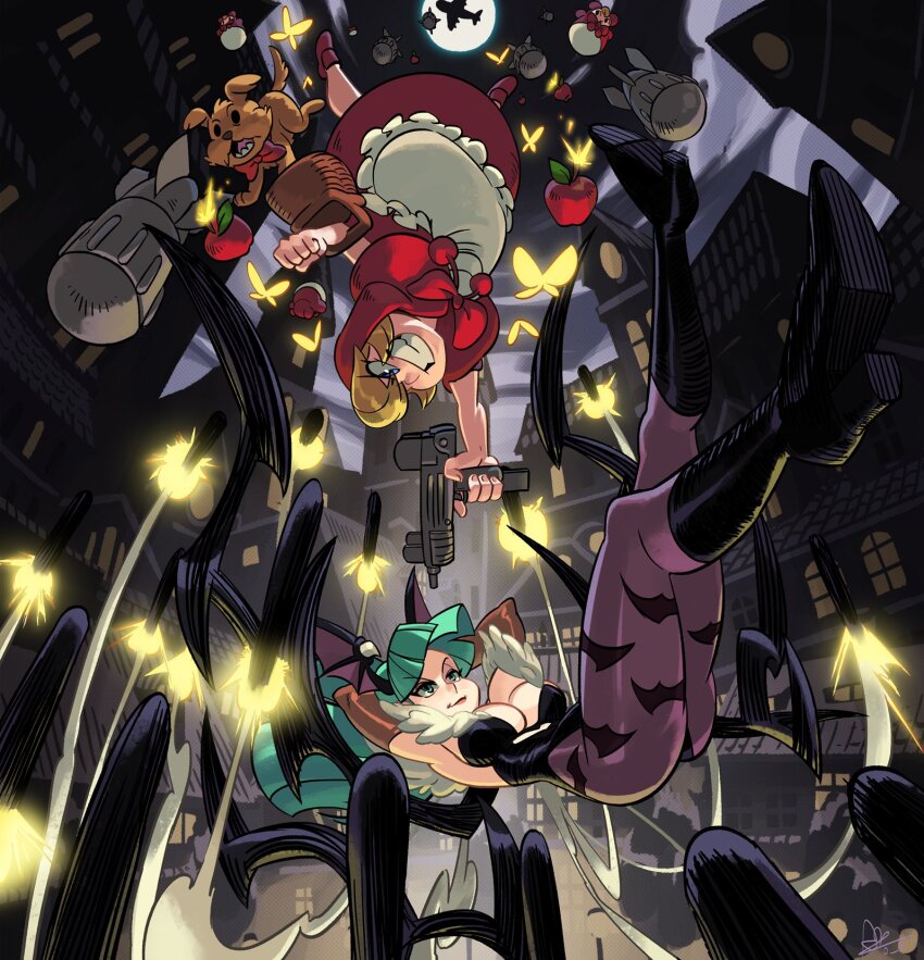 alex_ahad animal_print b.b._hood bat_print black_footwear black_leotard blonde_hair blue_eyes breasts capcom cleavage clothing_cutout darkstalkers demon_girl green_eyes green_hair head_wings heart_cutout high_heels highres large_breasts leotard long_hair morrigan_aensland pantyhose purple_pantyhose wings