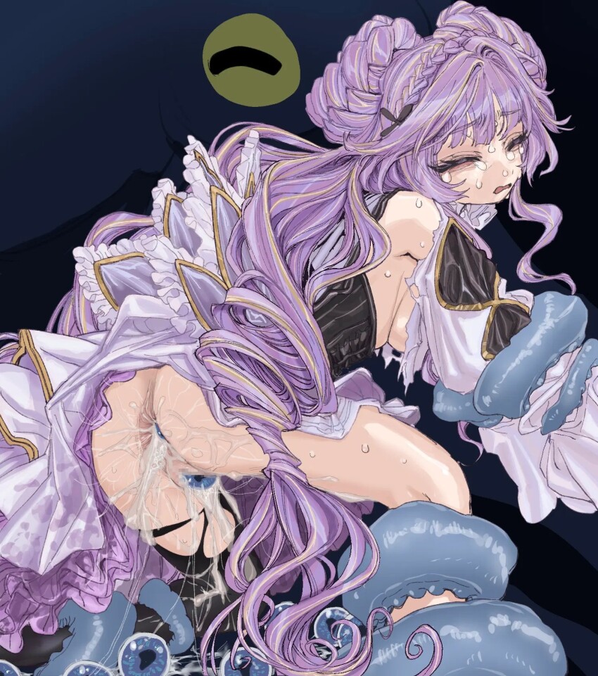 1girl after_anal after_rape after_vaginal aftersex anal anal_fluid anus ass asymmetrical_legwear bdsm black_thighhighs blunt_bangs bondage bound bound_arms bound_legs braid braided_bun breasts breasts_out censored cleavage collared_dress crown_braid crying crying_with_eyes_closed cum cum_in_ass cum_in_pussy cum_on_ass cum_on_body cum_on_lower_body cumdrip double_bun double_penetration dress drill_hair duel_monster egg egg_laying female_focus frilled_dress frills hair_bun hair_ornament hair_ribbon highres large_insertion leaning_forward legs_apart long_hair long_sleeves looking_at_another looking_at_viewer looking_back looking_to_the_side medium_breasts mismatched_legwear monster mosaic_censoring open_mouth orrdriver ovipositor puffy_long_sleeves puffy_sleeves purple_hair pussy pussy_juice rape restrained ribbon selettrice_vaalmonica sidelocks single_thighhigh sweat sweatdrop tearing_up tears tentacle_bondage tentacle_pit tentacle_sex tentacles thighhighs thighs torn_clothes torn_dress twin_braids twin_drills twintails underboob underworld_egg_clutch vaginal very_long_hair white_dress wince yu-gi-oh!