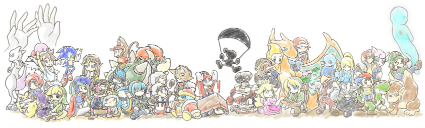 00s 4girls 6+boys board_game bowser captain_falcon charizard child crazy_hand diddy_kong donkey_kong donkey_kong_(series) everyone f-zero falco_lombardi family_computer_robot fire_emblem fire_emblem:_mystery_of_the_emblem fire_emblem:_path_of_radiance fire_emblem:_the_binding_blade fox_mccloud furry game_&amp;_watch ganondorf gen_1_pokemon gen_2_pokemon gen_4_pokemon go_(board_game) highres ice_climber ice_climbers ike_(fire_emblem) ivysaur jigglypuff kid_icarus king_dedede kirby kirby_(series) koopa legendary_pokemon link long_image lucario lucas_(mother_3) luigi mario mario_(series) marth_(fire_emblem) master_hand meta_knight metal_gear_(series) metal_gear_solid metroid mewtwo monkey mother_(series) mother_2 mother_3 mr._game_&amp;_watch multiple_boys multiple_girls nana_(ice_climber) ness_(mother_2) nintendo olimar pichu pikachu pikmin_(creature) pikmin_(series) pit_(kid_icarus) pokemon pokemon_(creature) pokemon_frlg popo_(ice_climber) princess_peach princess_zelda red_(pokemon) red_(pokemon_frlg) rob roy_(fire_emblem) samus_aran solid_snake sonic_(series) sonic_the_hedgehog squirtle star_fox super_smash_bros. tabuu the_legend_of_zelda toon_link waddle_dee wario warioware wide_image wolf_o&#039;donnell yoshi